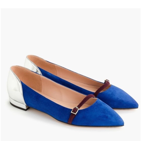 J. Crew Gwen Mary Jane Colorblock Suede Ballet Flats Royal Blue, Women's 9, $149 - Picture 1 of 9